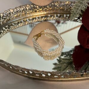 Napier Gold and White Pearls Multi-Strand Bracelet